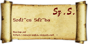 Szűcs Sába névjegykártya