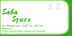 saba szucs business card